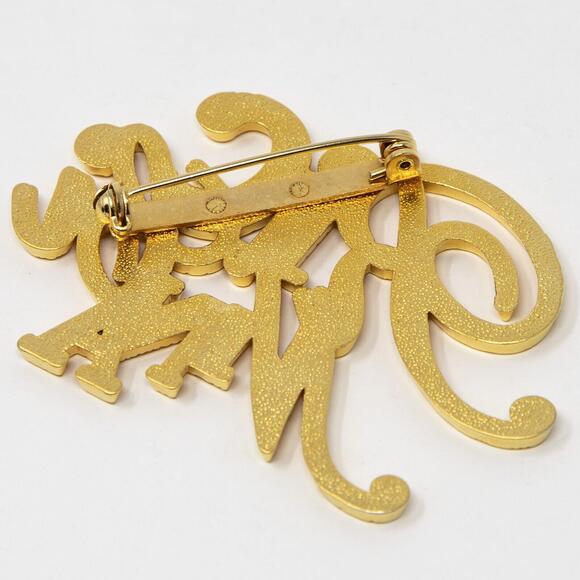 Vintage Large Gold Tone Plated NINA RICCI PARIS Pin Brooch French Designer - Picture 4 of 8